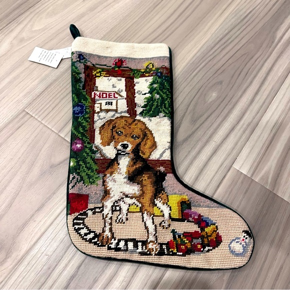 Vintage Woolen Needlepoint Christmas Stocking - Picture 1 of 5